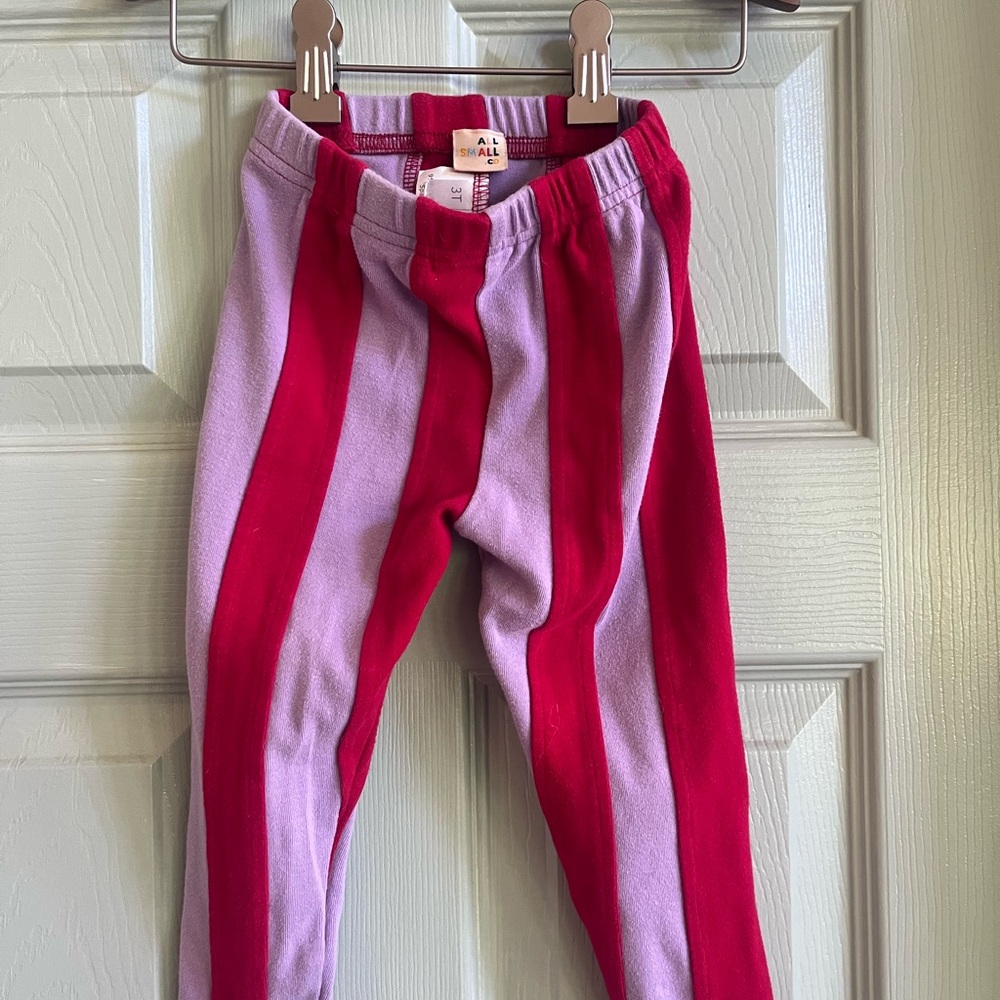 Kids Striped Pink & Red Leggings